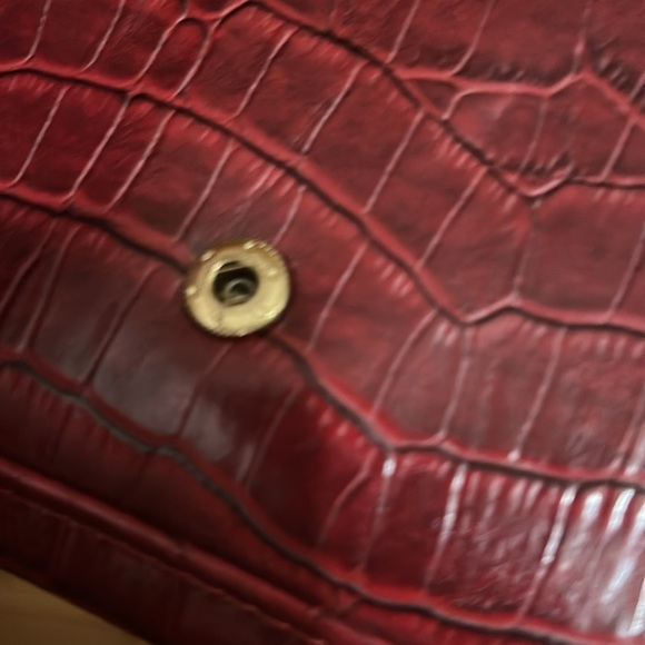 Maroon  Crocodile Embossed Clutch with Chain - Picture 8 of 9